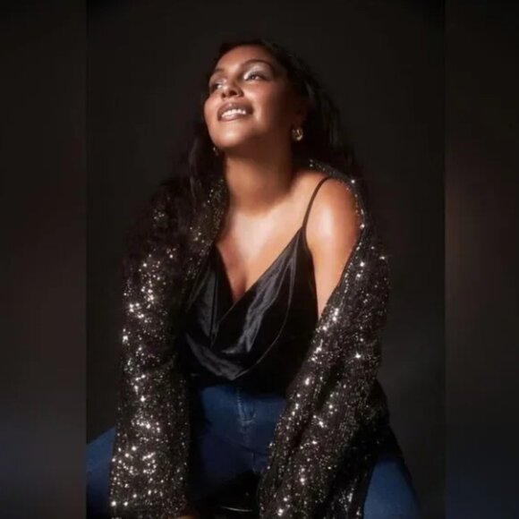 BB Dakota Dulcinea Sequin Duster Jacket - Black and Rose Gold - SMALL - NWT - Picture 5 of 12